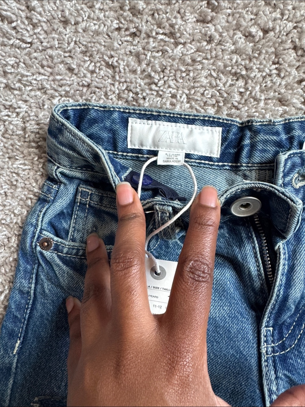 Zara Kids Denim Jeans with Star Patches - Blue - Picture 8 of 10